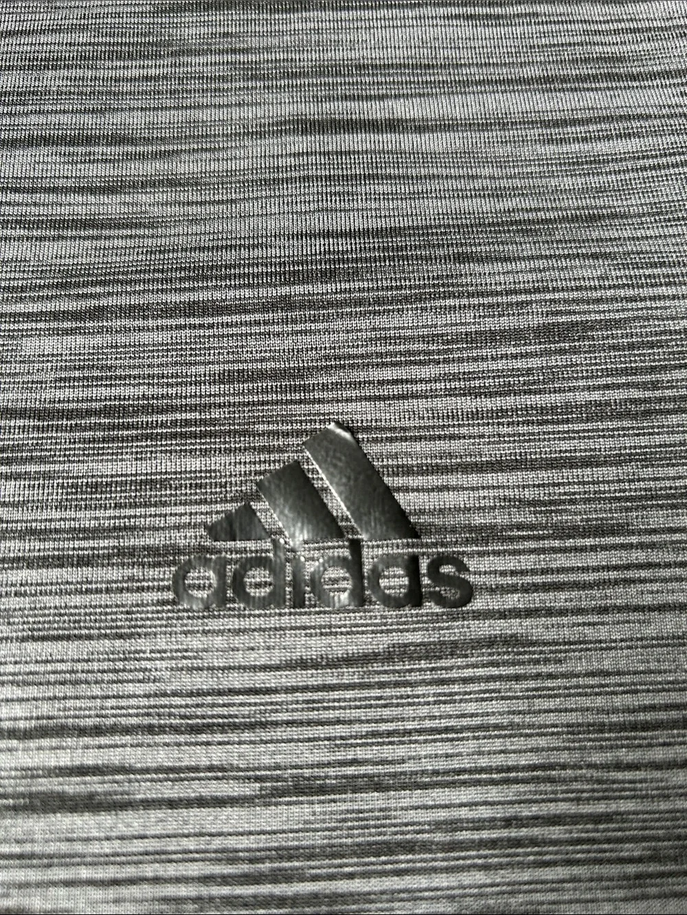 adidas Gray Heather Short Sleeve Performance Tee with White Shoulder Stripes